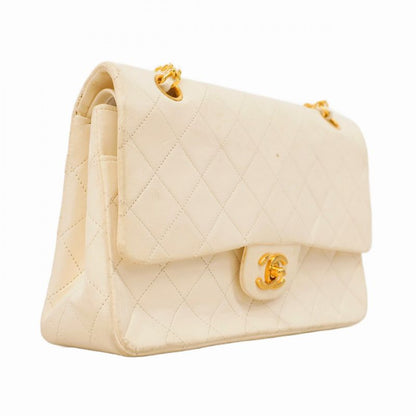Chanel Shoulder Bag Matelasse Lambskin Ivory Gold Hardware Women