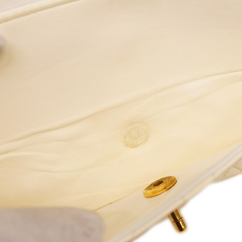 Chanel Shoulder Bag Matelasse Lambskin Ivory Gold Hardware Women