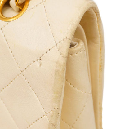Chanel Shoulder Bag Matelasse Lambskin Ivory Gold Hardware Women