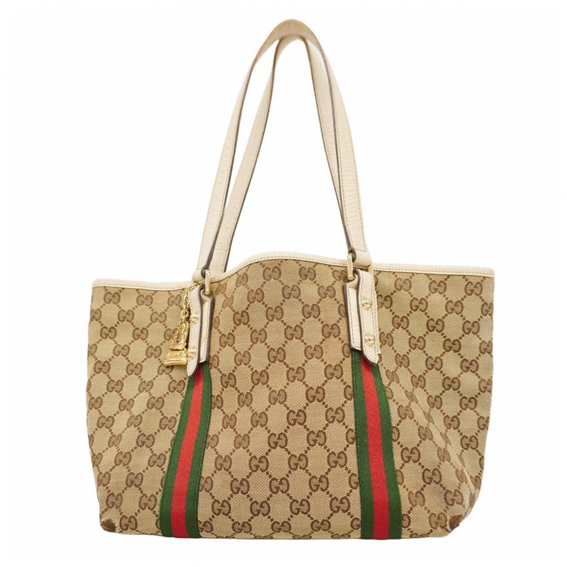 Gucci Tote Bag GG Canvas/sherry Line 137396 Canvas Beige White Chien Pan Gold