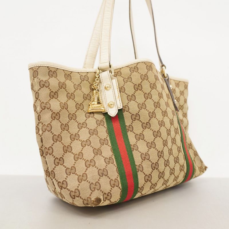Gucci Tote Bag GG Canvas/sherry Line 137396 Canvas Beige White Chien Pan Gold