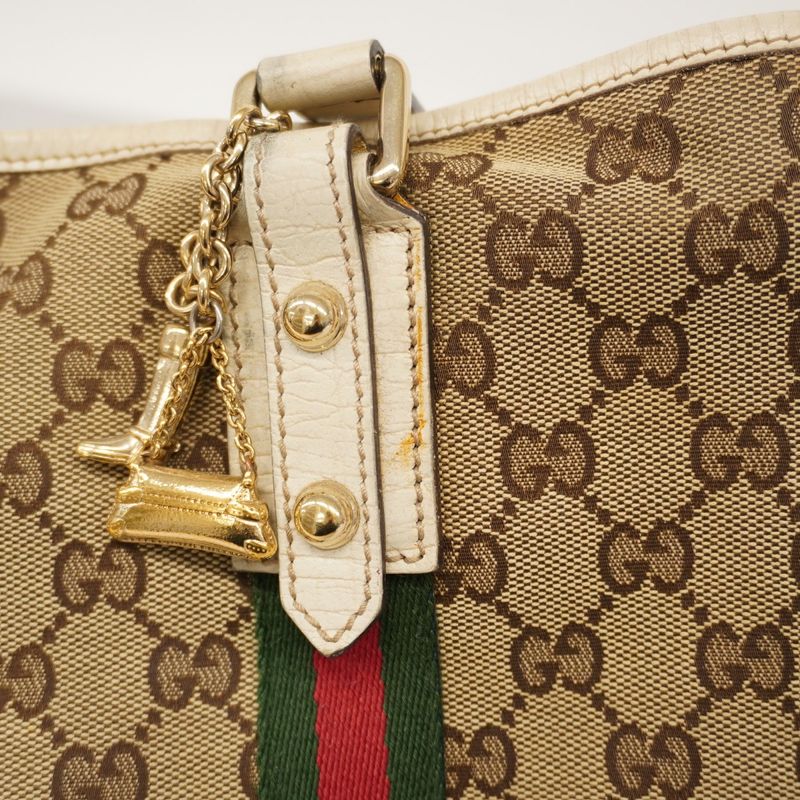 Gucci Tote Bag GG Canvas/sherry Line 137396 Canvas Beige White Chien Pan Gold