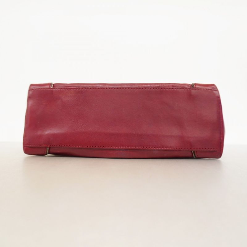 Chanel Shoulder Bag Leather Bordeaux Silver Hardware Women