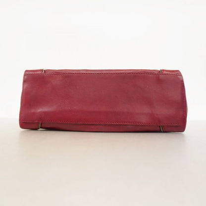 Chanel Shoulder Bag Leather Bordeaux Silver Hardware Women