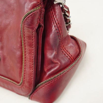Chanel Shoulder Bag Leather Bordeaux Silver Hardware Women