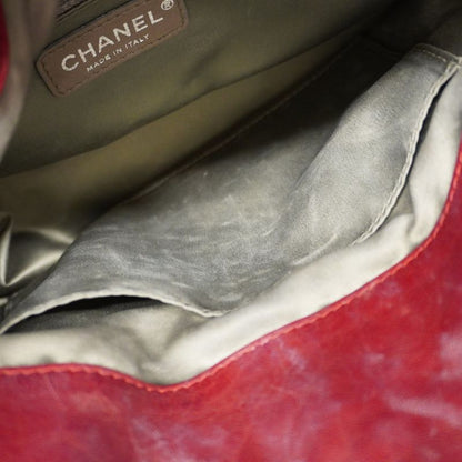 Chanel Shoulder Bag Leather Bordeaux Silver Hardware Women