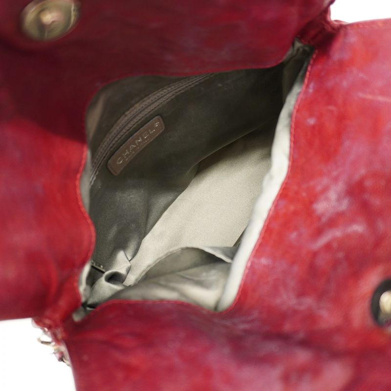 Chanel Shoulder Bag Leather Bordeaux Silver Hardware Women