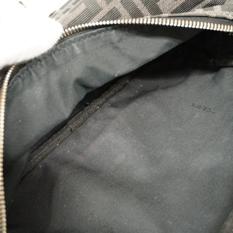 Fendi Body Bag Zucca Nylon Canvas Black Silver Hardware Women