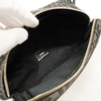 Fendi Body Bag Zucca Nylon Canvas Black Silver Hardware Women