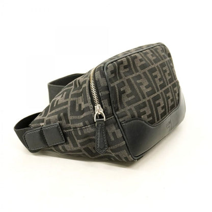 Fendi Body Bag Zucca Nylon Canvas Black Silver Hardware Women