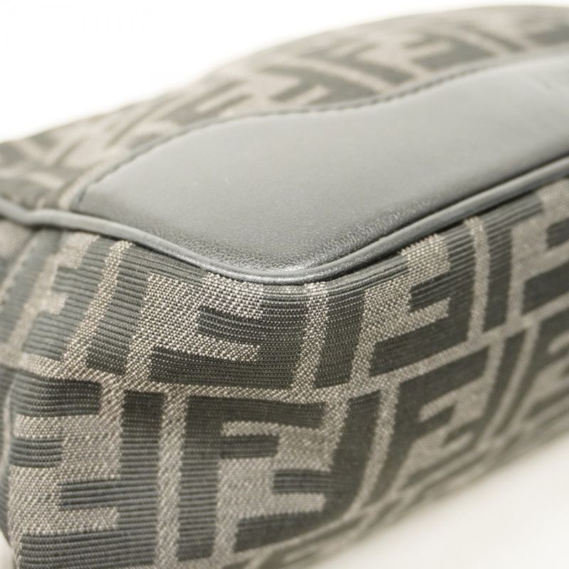 Fendi Body Bag Zucca Nylon Canvas Black Silver Hardware Women