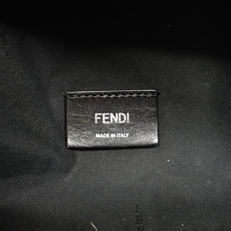 Fendi Body Bag Zucca Nylon Canvas Black Silver Hardware Women