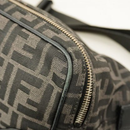 Fendi Body Bag Zucca Nylon Canvas Black Silver Hardware Women