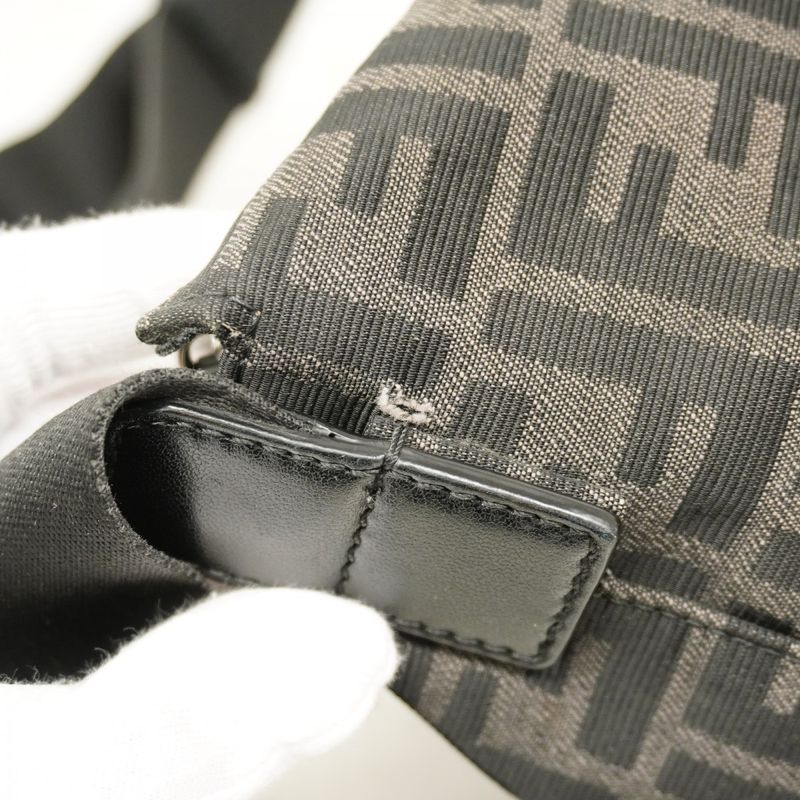 Fendi Body Bag Zucca Nylon Canvas Black Silver Hardware Women