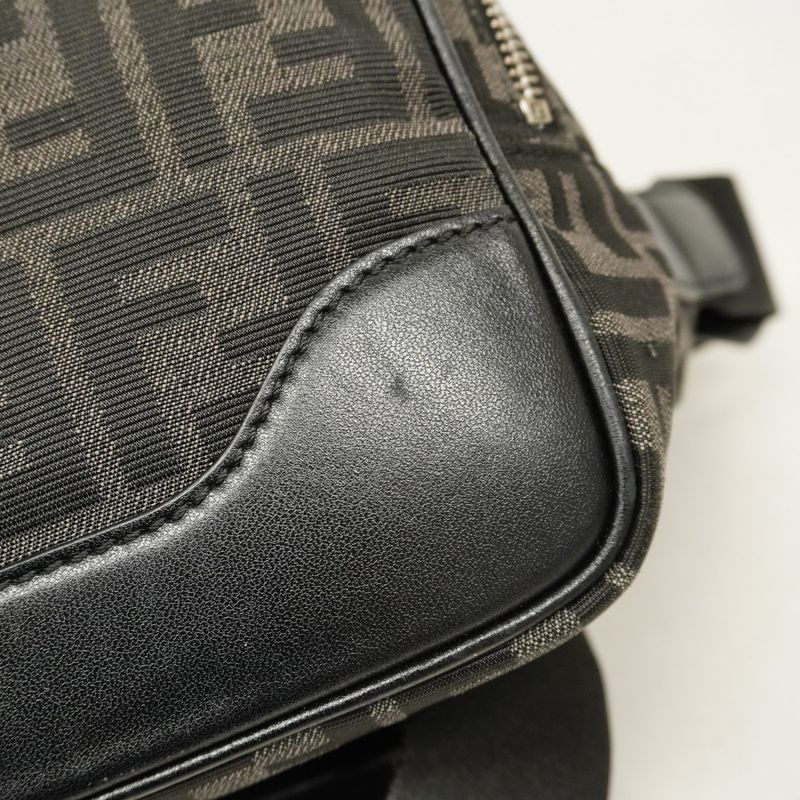 Fendi Body Bag Zucca Nylon Canvas Black Silver Hardware Women