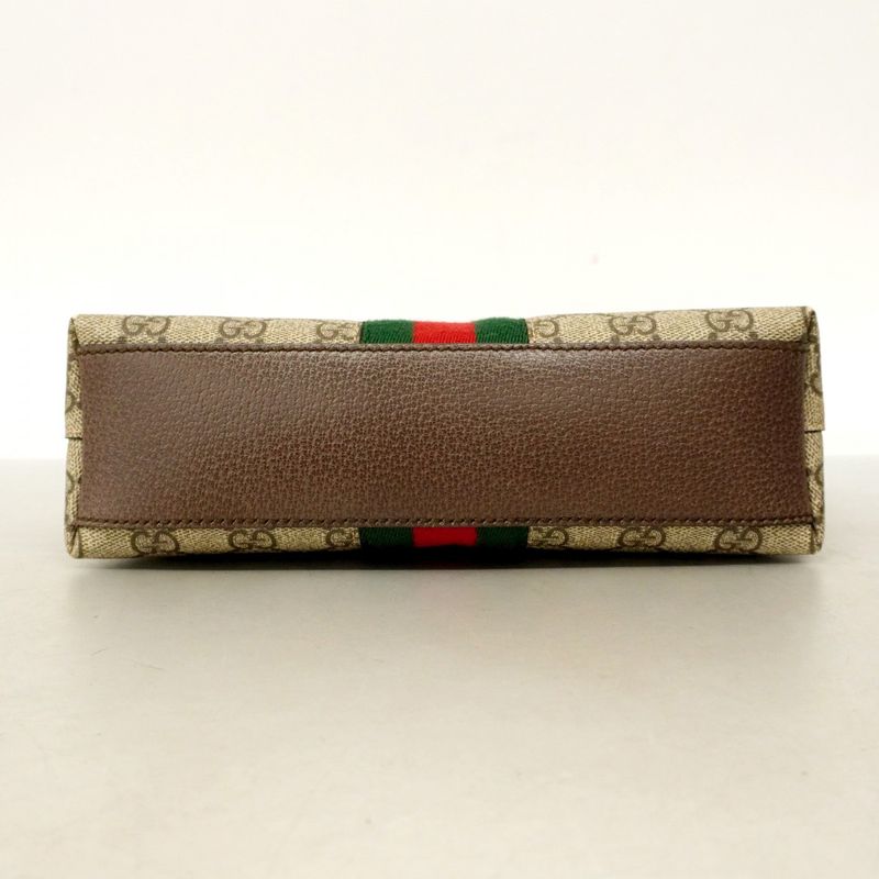 Gucci Shoulder Bag Ophidia 499621 PVC Brown Gold Hardware Women