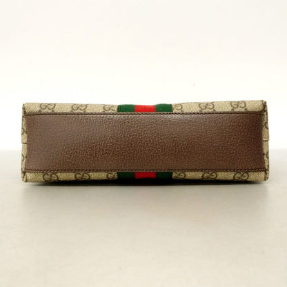 Gucci Shoulder Bag Ophidia 499621 PVC Brown Gold Hardware Women