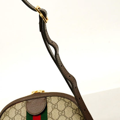 Gucci Shoulder Bag Ophidia 499621 PVC Brown Gold Hardware Women