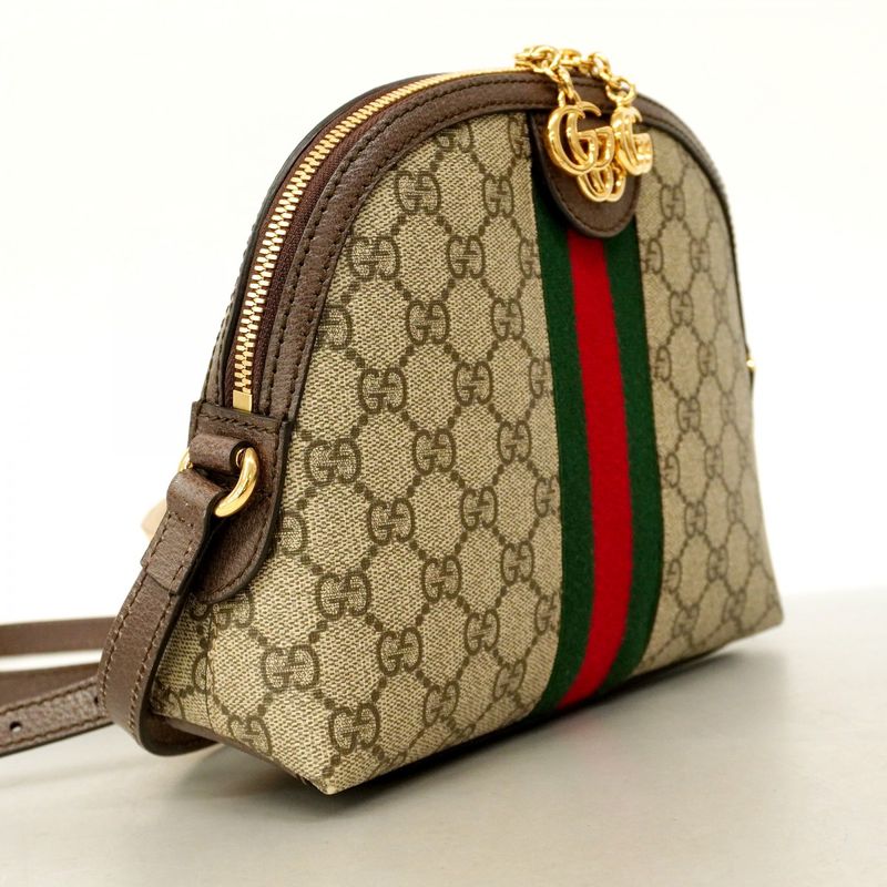 Gucci Shoulder Bag Ophidia 499621 PVC Brown Gold Hardware Women
