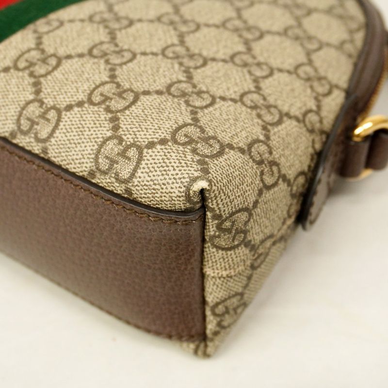 Gucci Shoulder Bag Ophidia 499621 PVC Brown Gold Hardware Women