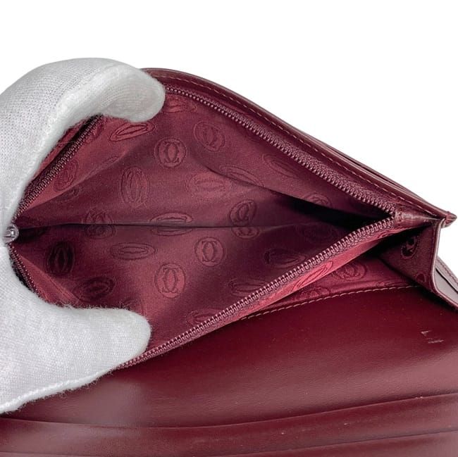 Cartier Folding Long Wallet Bordeaux Must Wallet Excellent Condition Preowned