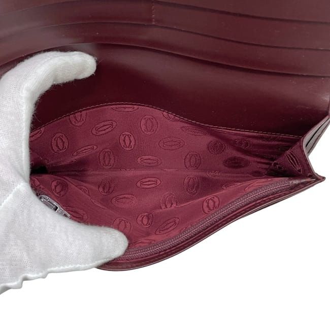 Cartier Folding Long Wallet Bordeaux Must Wallet Excellent Condition Preowned