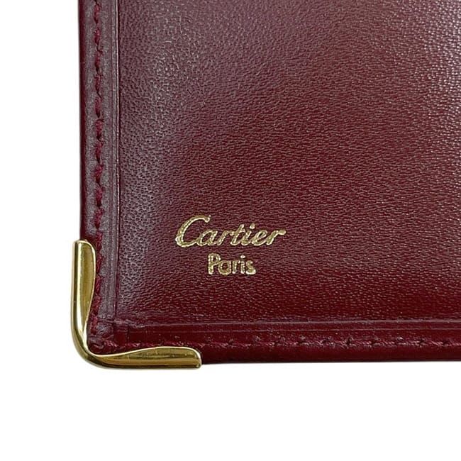 Cartier Folding Long Wallet Bordeaux Must Wallet Excellent Condition Preowned
