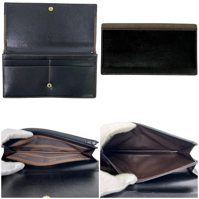 Loewe Fold Long Wallet Brown Black Velazquez Wallet Leather Preowned