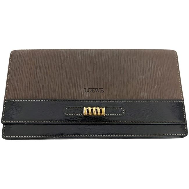 Loewe Fold Long Wallet Brown Black Velazquez Wallet Leather Preowned