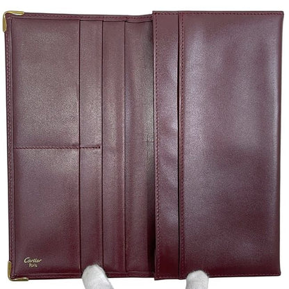 Cartier Folding Long Wallet Bordeaux Must Wallet Excellent Condition Preowned