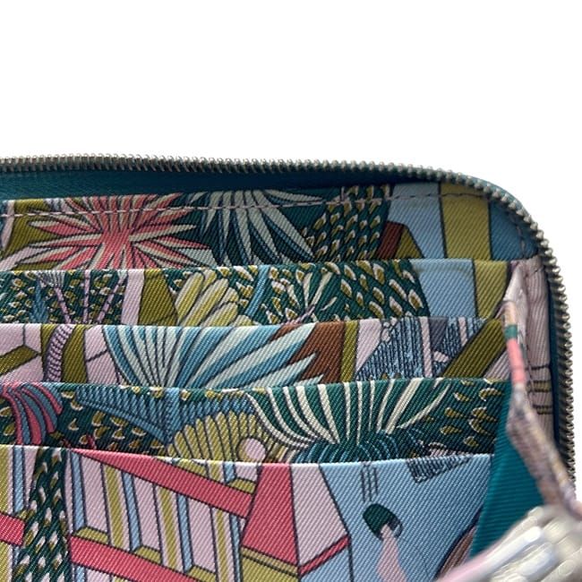 Hermes Round Zipper Long Wallet Azap Silk Quinn Green Wallet
