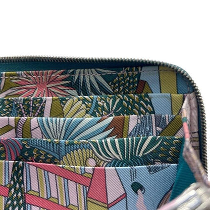 Hermes Round Zipper Long Wallet Azap Silk Quinn Green Wallet