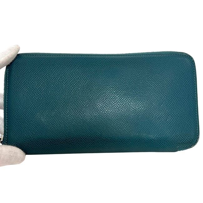 Hermes Round Zipper Long Wallet Azap Silk Quinn Green Wallet