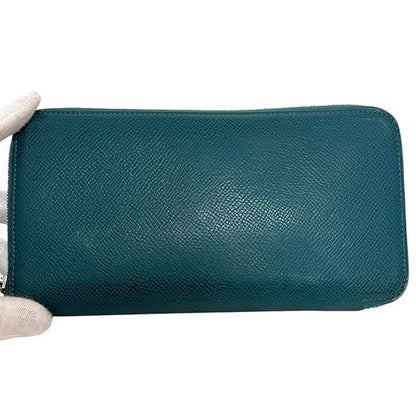 Hermes Round Zipper Long Wallet Azap Silk Quinn Green Wallet