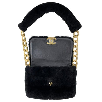 Chanel One Shoulder Bag Black Matelasse 30s Excellent Condition