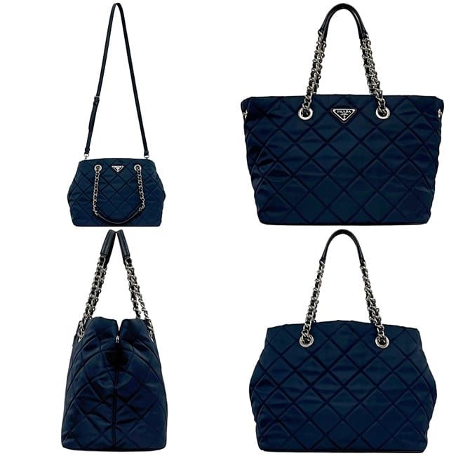 Prada 2 Way Bag Navy Tessuto 1bg740 Excellent Condition Tote Bag