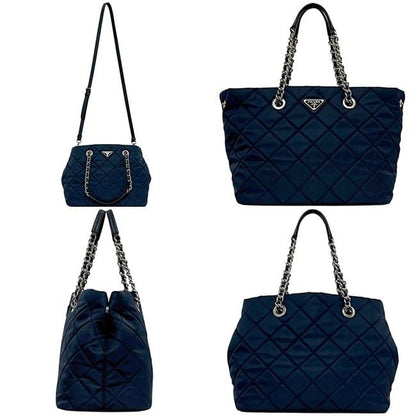 Prada 2 Way Bag Navy Tessuto 1bg740 Excellent Condition Tote Bag