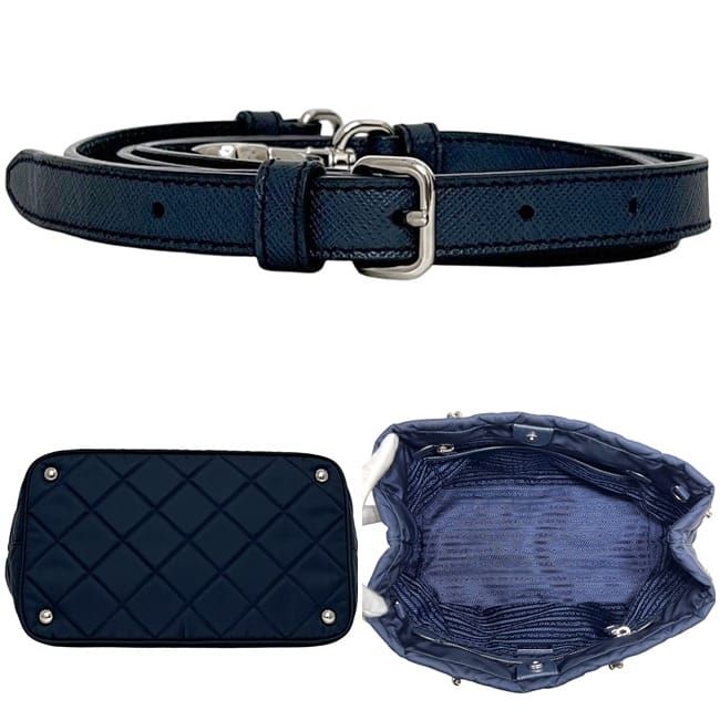 Prada 2 Way Bag Navy Tessuto 1bg740 Excellent Condition Tote Bag
