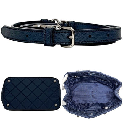 Prada 2 Way Bag Navy Tessuto 1bg740 Excellent Condition Tote Bag