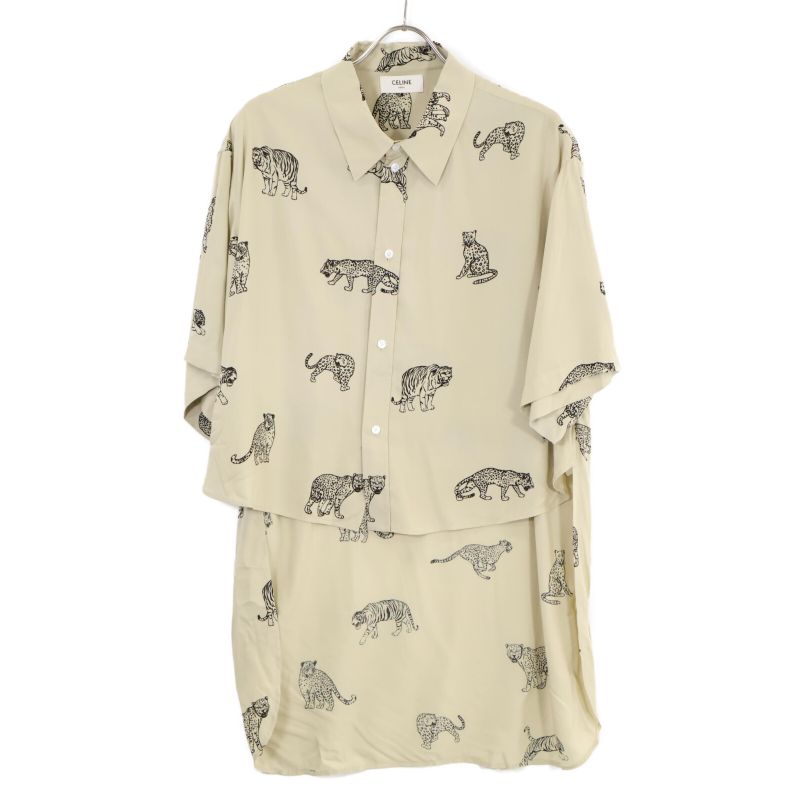 Celine2c708362q Fee-line Print Loose Tail Coat Short-slee