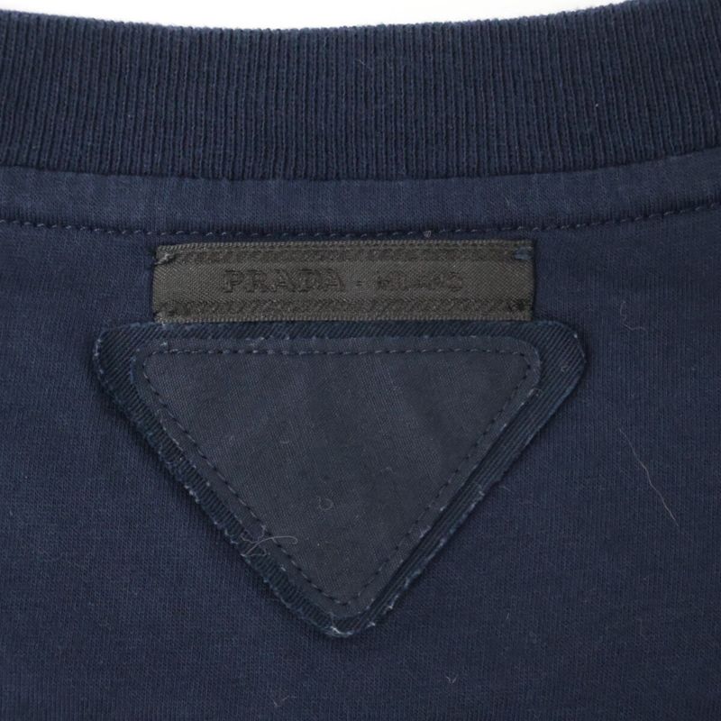 Prada Umj492 Navy Triangle Logo Crew Neck T-shirt M