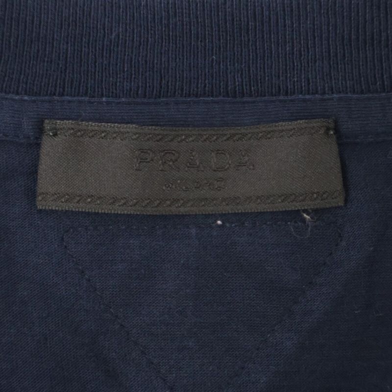 Prada Umj492 Navy Triangle Logo Crew Neck T-shirt M