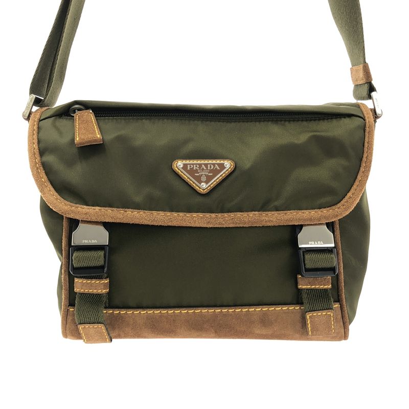 Prada - 2025ss - Re-nylon Nylon Suede Medium Shoulder Bag - Khaki Brown - Men's