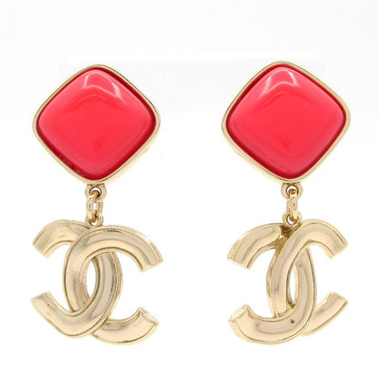 Chanel Earrings Coco Mark Gold And Pink