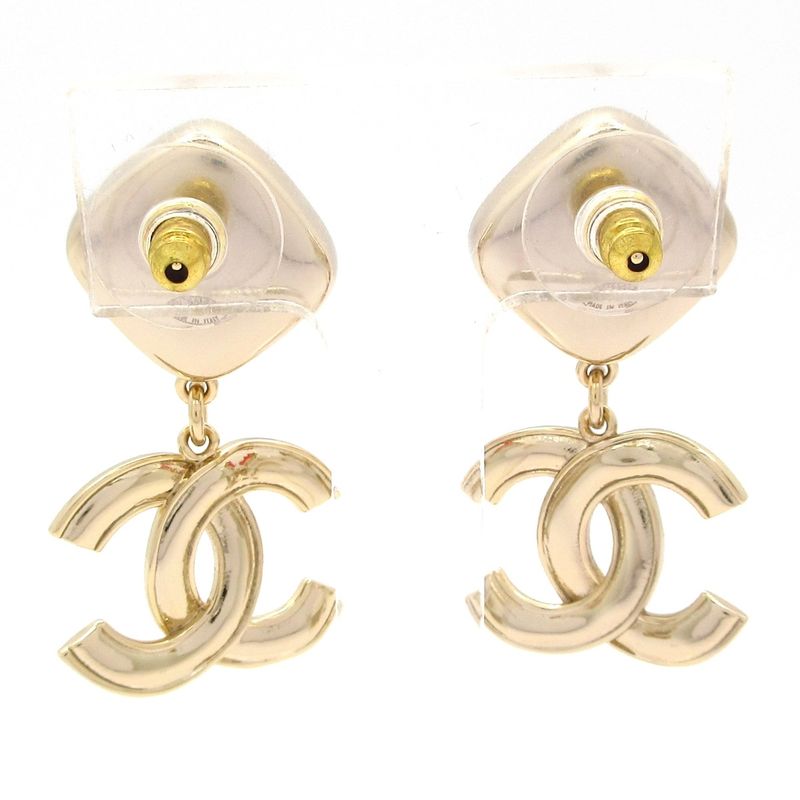 Chanel Earrings Coco Mark Gold And Pink