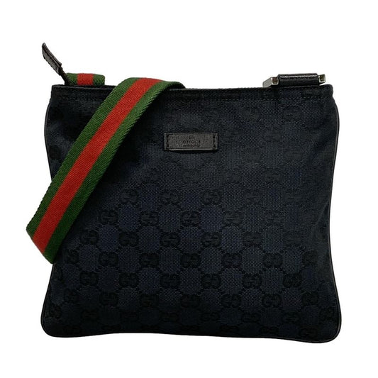 Gucci Shoulder Bag GG Pattern Sherry (web) 146309 Black Green And Red Leather
