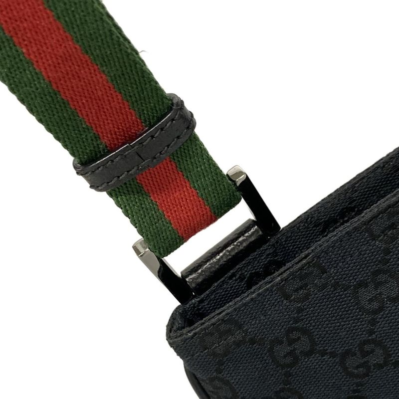 Gucci Shoulder Bag GG Pattern Sherry (web) 146309 Black Green And Red Leather