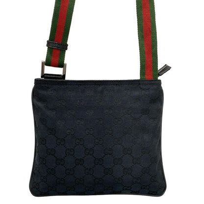 Gucci Shoulder Bag GG Pattern Sherry (web) 146309 Black Green And Red Leather