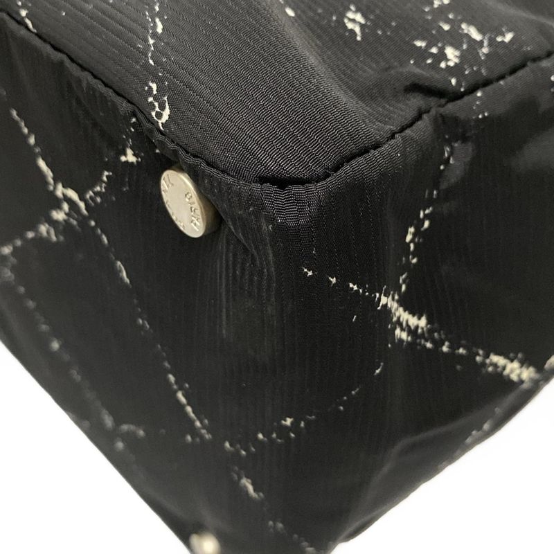 Chanel Tote Bag Old Travel Line A11833 Black And White Silver Hardware