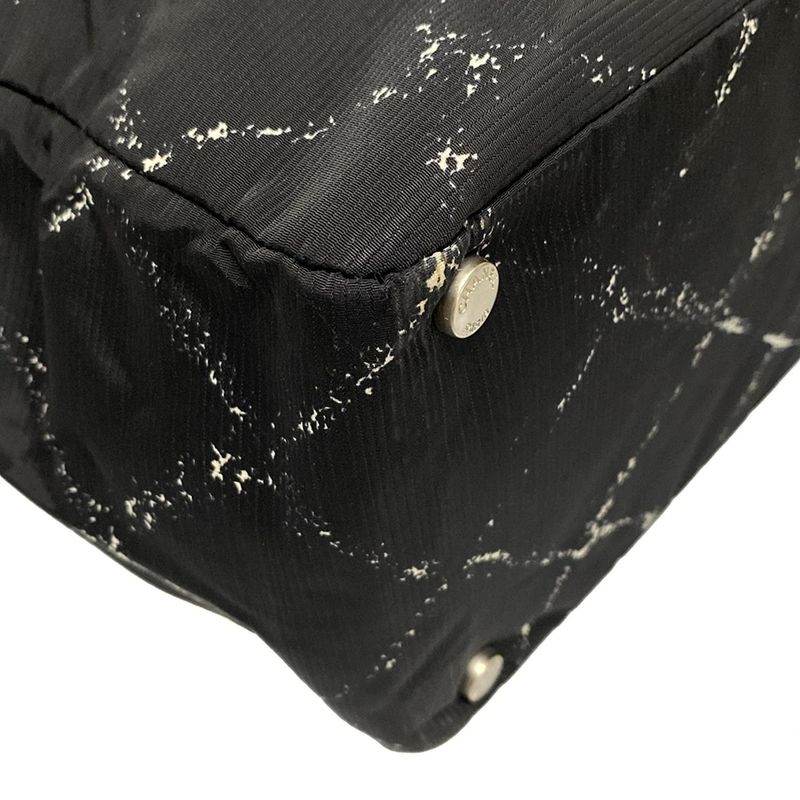 Chanel Tote Bag Old Travel Line A11833 Black And White Silver Hardware